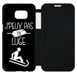 Etui flip flap galaxy s7 edge - j peux pas j ai luge 2 - simili - cuir - noir