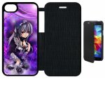 Etui a flip flap - manga fille violet - compatible avec apple iphone 8 - plastique - bord noir