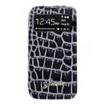 Etui folio book guess motif croco noir avec fen�tre de pr�visualisation pour galaxy s4