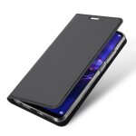 Etui folio pour huawei mate - 20 lite gris avec rabat latral et fonction stand
