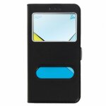 Etui folio de marque mocca double fenetres pour wiko lenny 4 de couleur noir