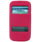 Etui folio puloka magnet series avec fenetres pour samsung galaxy s3 rose