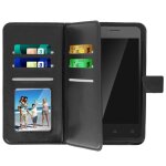 Etui folio pour smartphone universel taille m avec porte - cartes noir