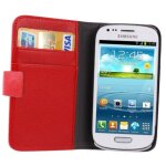 Etui galaxy s3 mini � rabat rouge peau de litchi avec support et emplacement cb samsung galaxy s3 mini ...