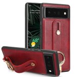 Etui pour google pixel 6pro sangle de poignet compatibilit commodit cuir pu premium - rouge