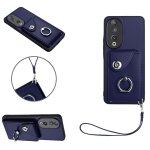 Etui pour honneur 90 5g supports de fente pour carte housse de protection cuir sangle a main - bleu