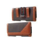 Etui horizontal housse clip m�tal ceinture pince design en textile et cuir pour iphone se (2020) - marron ...
