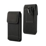 Etui housse ceinture verticale design cuir et nylon pour iphone 6 plus [5. 5] - noir