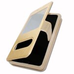 Etui housse coque folio or gold pour htc one sv by ph26