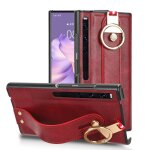 Etui pour huawei mate xs compatibilit sangle de poignet cuir pu premium commodit - rouge