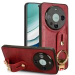 Etui pour huawei mate60 5g cuir pu premium sangle de poignet commodit compatibilit - rouge