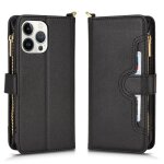 Etui pour iphone 11 pro max couverture en cuir portefeuille a fermeture eclair magntique pu cuir flip ...