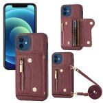 Etui pour iphone 12 pro lger longue sangle mini sac a dos grande capacit fentes pour cartes - rouge ...