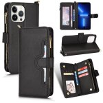 Etui pour iphone 13 pro magntique pu cuir flip couverture en cuir portefeuille a fermeture eclair titulaire ...