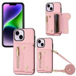 Etui pour iphone 14 lger grande capacit fentes pour cartes mini sac a dos longue sangle - couleur rose ...