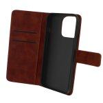 Etui iphone 14 pro folio portefeuille support vido effet mat soft touch marron