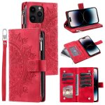 Etui pour iphone 14 pro logo en m�tal aluminium avec des rayures verticales rouges doublure en microfibre ...