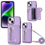 Etui pour iphone 14 pro max fentes pour cartes longue sangle lger mini sac a dos grande capacit - violet ...