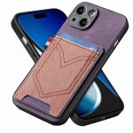 Etui pour iphone 15 conception de poche jeans fente pour crad support de voiture magntique - violet