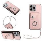 Etui pour iphone 15 pro housse de protection cuir sangle a main supports de fente pour carte - couleur ...