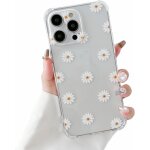 Etui pour iphone 16 pro, coque transparente en tpu souple avec motif marguerite, protection ultra - mince ...