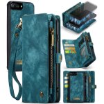Etui pour iphone 7 plus / 8 plus tpu pc fermeture eclair en cuir fait main titulaire de la carte d�tachable ...