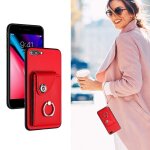 Etui pour iphone 8 plus / 7 plus housse de protection sangle a main supports de fente pour carte cuir ...