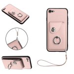Etui pour iphone xr cuir sangle a main housse de protection supports de fente pour carte - couleur rose ...