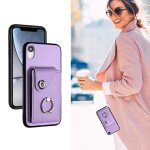 Etui pour iphone xr cuir sangle a main housse de protection supports de fente pour carte - violet