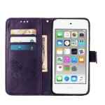 Etui pour ipod touch 7 / 6 / 5 cuir premium gaufrage papillon magntique couverture rabotant - violet ...