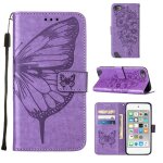 Etui pour ipod touch 7 / 6 / 5 magntique couverture rabotant gaufrage papillon cuir premium - violet ...