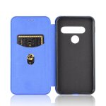 Etui pour lg g8s thinq coque en cuir folio flip protection complte insertion de carte fibre de carbone ...