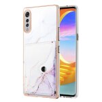 Etui pour lg velours 5g / 4g pare - chocs en tpu souple marbre fentes pour cartes portefeuille slim - ...