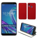 Etui luxe asus zenfone max pro m2 zb631kl 4g rouge ultra slim cuir pu avec stand - housse coque de protection ...