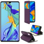 Etui luxe huawei p30 4g violet ultra slim cuir pu avec fentre sview - housse coque de protection huawei ...