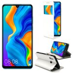 Etui luxe huawei p30 lite 4g blanc ultra slim cuir pu avec fen�tre sview - housse coque de protection ...