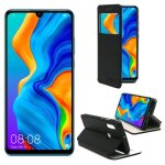 Etui luxe huawei p30 lite 4g noir ultra slim cuir pu avec fen�tre sview - housse coque de protection ...