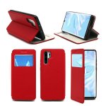 Etui luxe huawei p30 pro 4g rouge ultra slim cuir pu avec fen�tre sview - housse coque de protection ...