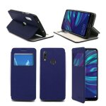 Etui luxe huawei y7 2019 4g bleu ultra slim cuir pu avec stand - housse coque de protection huawei y7 ...
