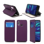 Etui luxe huawei y7 2019 4g violet ultra slim cuir pu avec stand - housse coque de protection huawei ...