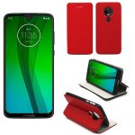 Etui luxe motorola moto g7 4g rouge ultra slim cuir pu avec stand - housse coque de protection motorola ...