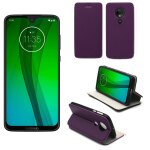 Etui luxe motorola moto g7 plus (g7 + ) 4g violet ultra slim cuir pu avec stand - housse coque de protection ...