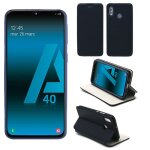 Etui luxe samsung galaxy a40 4g bleu ultra slim cuir pu avec stand - housse coque de protection samsung ...