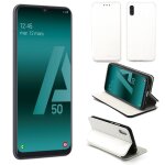 Etui luxe samsung galaxy a50 4g blanc ultra slim cuir pu avec stand - housse coque de protection samsung ...