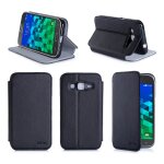 Etui luxe samsung galaxy core prime sm - g360 / sm - g360f 4g noir ultra slim cuir style avec stand - ...