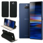 Etui luxe sony xperia 10 4g noir ultra slim cuir pu avec stand - housse coque de protection sony xperia ...