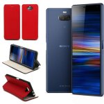 Etui luxe sony xperia 10 4g rouge ultra slim cuir pu avec stand - housse coque de protection sony xperia ...