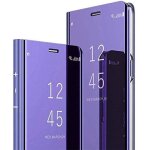 Etui miroir compatible avec huawei mate 20 lite etui miroir mince transparent clear view dur pc cuir ...