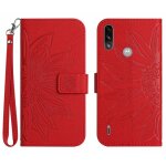 Etui pour motorola e7 puissance cuir pu de luxe sangle courte tournesol gaufr� avec porte - fentes pour ...