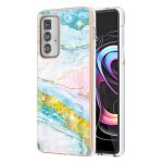 Etui pour motorola edge 20 pro protection slim tpu motif de marbre pare - chocs doux - blanc vert